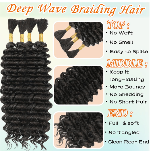 Best Boho Human Mix Deep Wave Braiding Hair – Color 4 | 18 Inch Curly Boho Extensions