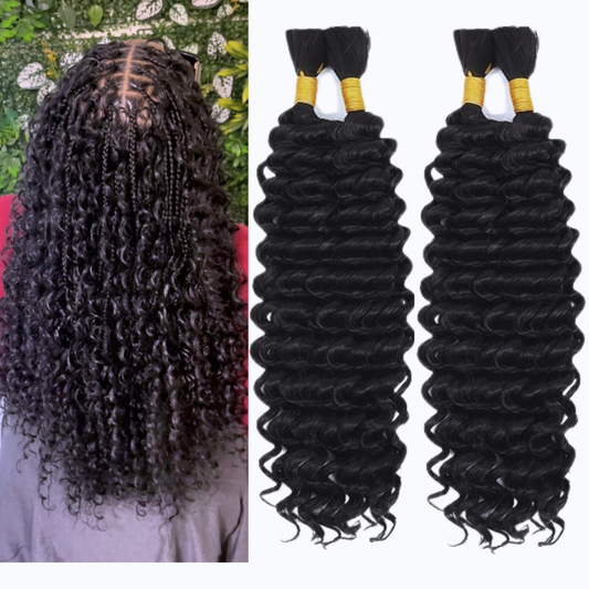 Best Boho Human Mix Deep Wave Braiding Hair – Color 1B | 16 Inch Curly Boho Extensions